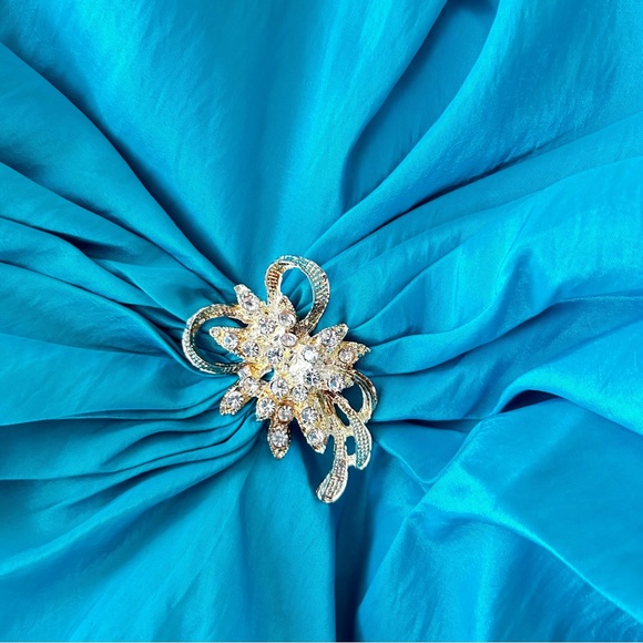 Deep Turquoise Taffeta Mermaid Prom Dress - Picture 5 of 8